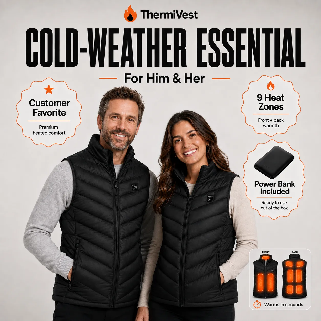 ThermiVest - 9 Zone Heated Vest for Men and Women